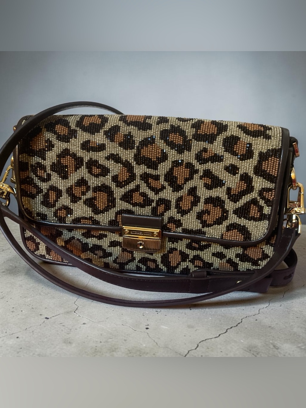 NWT Michael Kors Bradshaw beaded limited edition leopard bag